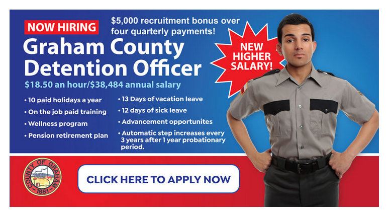 Ad for job as detention officer at local prison