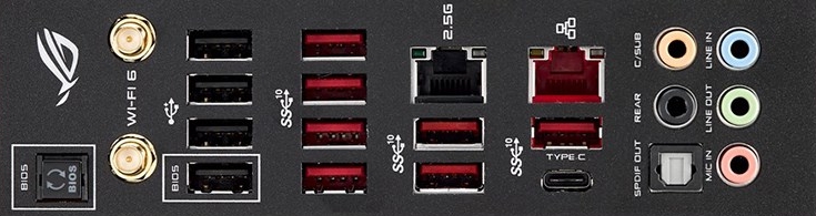 File:Asus ROG Strix TRX40-XE Motherboard back panel.jpeg